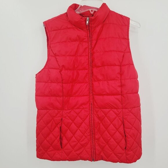 Laura Scott Red Quilted Mock-Neck Puffer Vest - Picture 1 of 8
